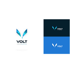 Abstract Blue Letter V Logo Design