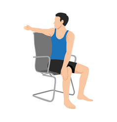 Man Doing Workout At Office Seated Chair Spinal