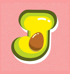 Ripe Avocado With Pit Font Abc Letter J