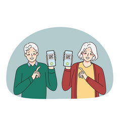 Smiling Elderly Man And Woman Show Vaccination