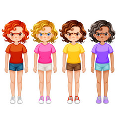 Four Cartoon Girls Showing Different Facial