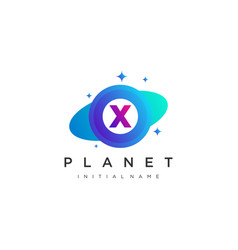 Initial Letter X Circle With Orbit For Planet