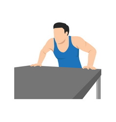 Man Doing Workout At Office Desk Push Up