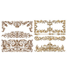 Set Vintage Ornate Border Frame Filigree