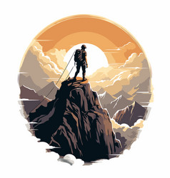 Silhouette Of A Man On Top Mountain