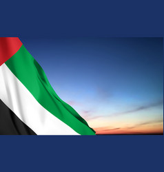 Uae Flag On Background Of Cloudy Sunset