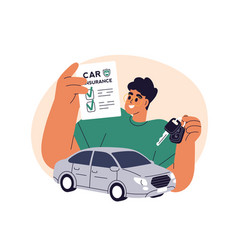 Car Insurance Concept Driver Holding Document