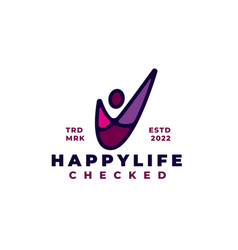 Happiness Life People Mark Check Logo Concept