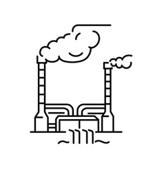 Geothermal Factory Color Line Icon Pictogram