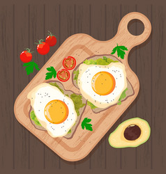 Hot Toast With Fried Eggs And Avocado