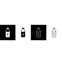 Set Holy Water Bottle Icon Isolated On Black