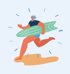 Woman With Surfboard Run