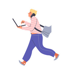 Freelancer Man While Running Talking On The Phone