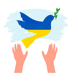 Hands Releasing Dove In Yellow Blue National