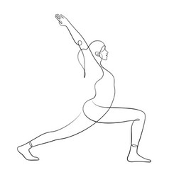 Woman Doing Warrior Yoga Pose Healthy Exercising