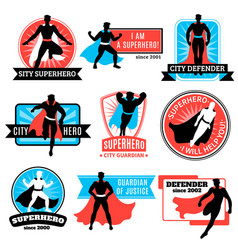 Set Of Superhero Emblems And Stickers