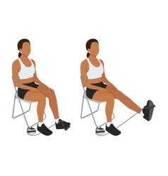 Woman Doing Resistance Band Seated Leg Extensions