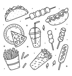 Doodle Set Of Street Food