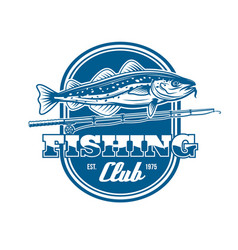 Fishing Club Icon Of Fish And Rod