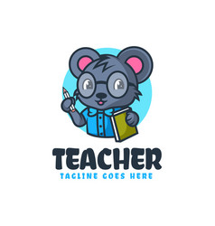 Logo Teacher Mouse Mascot Cartoon Style