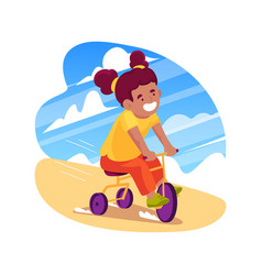 Pedaling A Tricycle Isolated Cartoon