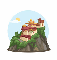 Temple On Mountain Cartoon