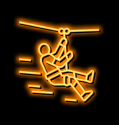 Zip Lining Neon Glow Icon