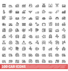 100 Car Icons Set Outline Style