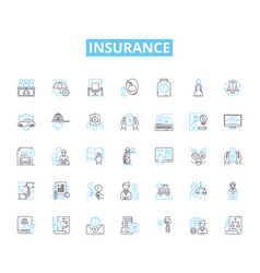 Insurance Linear Icons Set Coverage Premium