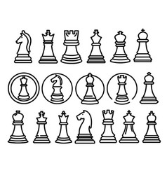 Set Of Chess Pieces On A White Background Black