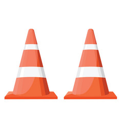 Stripped Road Cones On A White Background