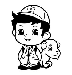 Cute Cartoon Doctor With Dog On White Background