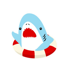 Cute Shark Rubber Ring With Open Mouth Cartoon