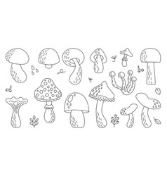 Doodle Set Of Different Types Mushrooms