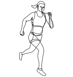 Female Marathon Runner Running Continuous Line