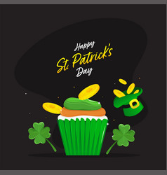 Happy St Patricks Day Concept With Cupcake Clover