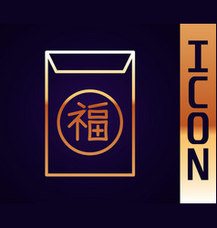 Gold Line Chinese New Year Icon Isolated On Black