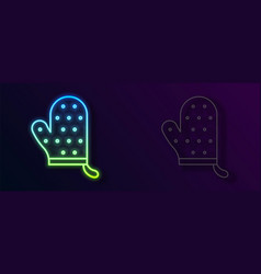 Glowing Neon Line Oven Glove Icon Isolated On