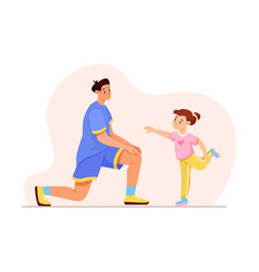 Happy Dad With Daughter Doing Sport Activity