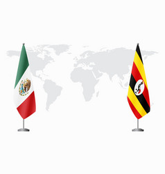 Mexico And Uganda Flags For Official Meeting