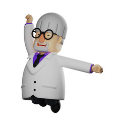 3d Professor Cartoon With Jumping