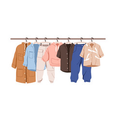 Casual Clothes Hanging On Rack Garments Row