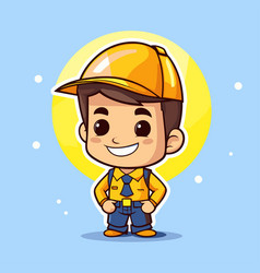 Cute Boy Construction Worker Cartoon