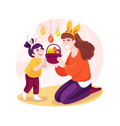 Easter Basket Isolated Cartoon