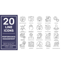 Performance Management Icons Set Editable Stroke