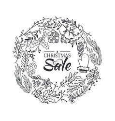 Christmas Sale Wreath Sketch Composition Poster