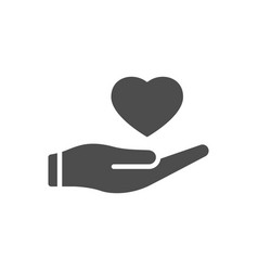 Heart With Hand Glyph Icon