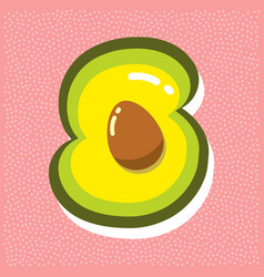 Ripe Avocado With Pit Font Abc Letter S