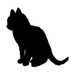 Black Silhouette Of Cat Sitting Sideways Isolated