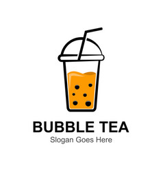 Bubble Tea Flat Style Logo